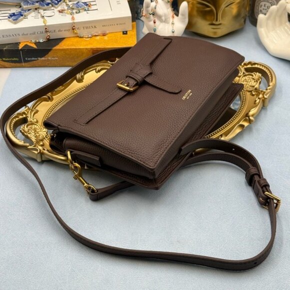 🆕 OROTON 🧿 NWOT Margot Crossbody, Brown Bear Pebble Leather - Picture 15 of 16